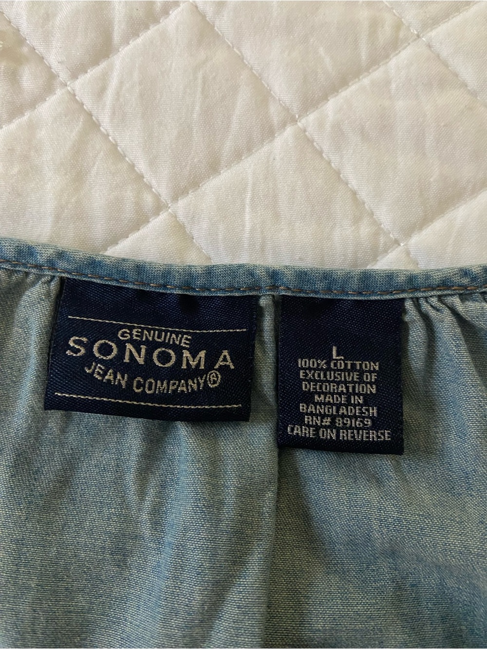 Vintage Sonoma Chambray Blue Embroidered Peasant Blouse Size Large - Picture 4 of 14